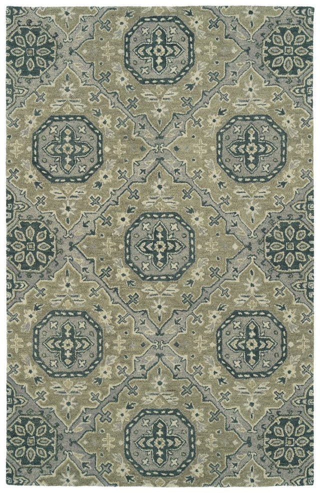 Kaleen Helena 3221-15 Fern, Emerald, Gray, Silver Rugs.