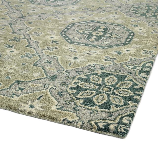 Kaleen Helena 3221-15 Fern, Emerald, Gray, Silver Rugs.