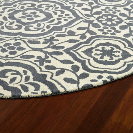 Kaleen Tara Evl04-75 Charcoal, Ivory Rug.