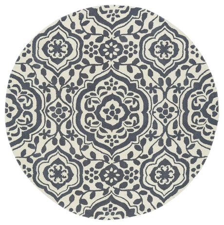 Kaleen Tara Evl04-75 Charcoal, Ivory Rug.