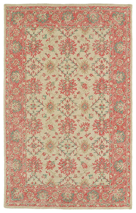 Kaleen Weathered Wtr06-36 Linen , Watermelon , Seafoam , Khaki Rugs.