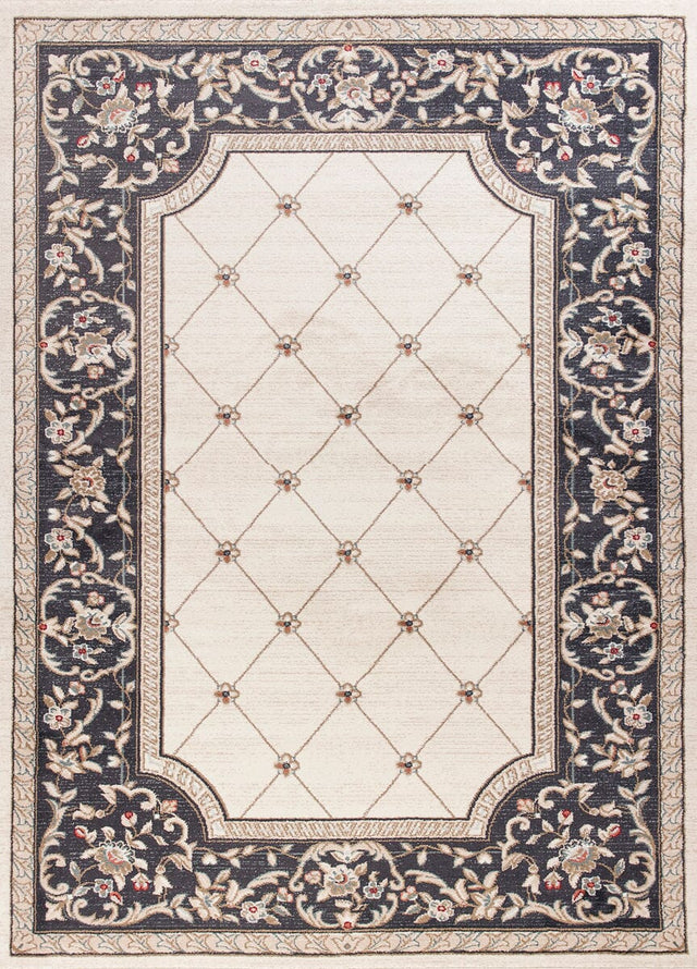 KAS Avalon 5614 Courtyard Ivory / Grey Rugs.