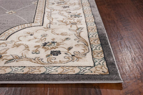 KAS Avalon 5615 Courtyard Grey / Ivory Rugs.