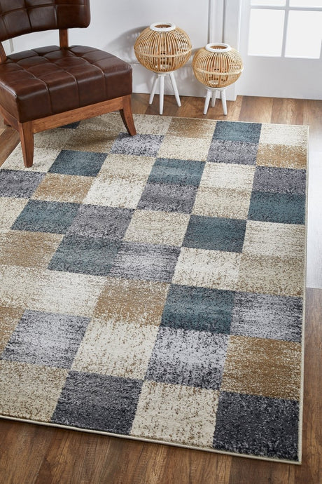 KAS Avalon 5617 Checkered Ivory Rugs.