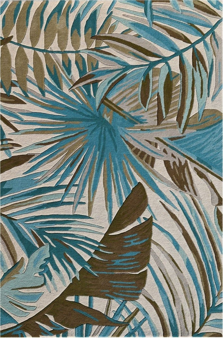 KAS Cove 3002 Palms Ivory/Teal Rug.