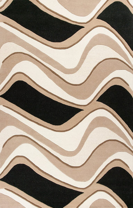 KAS Eternity 1071 waves Black / Beige Rugs.