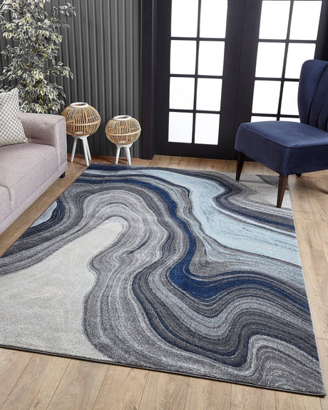 KAS Illusions 6227 Marble Blue/Grey Rug.