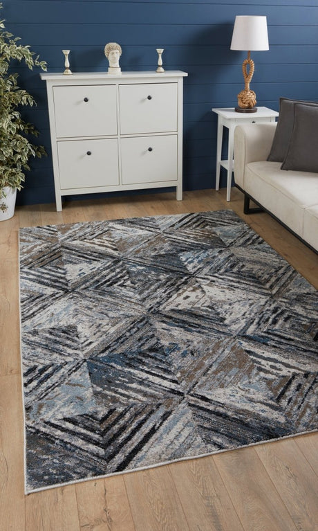 KAS Landscapes 5911 Dimensions Blue/Ivory Rug.