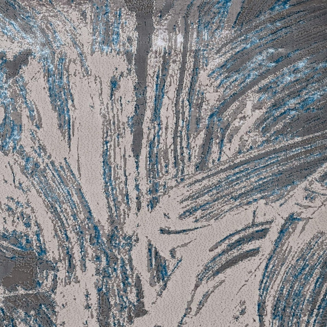 KAS Luna 7130 Stroked Silver/Blue Rugs.