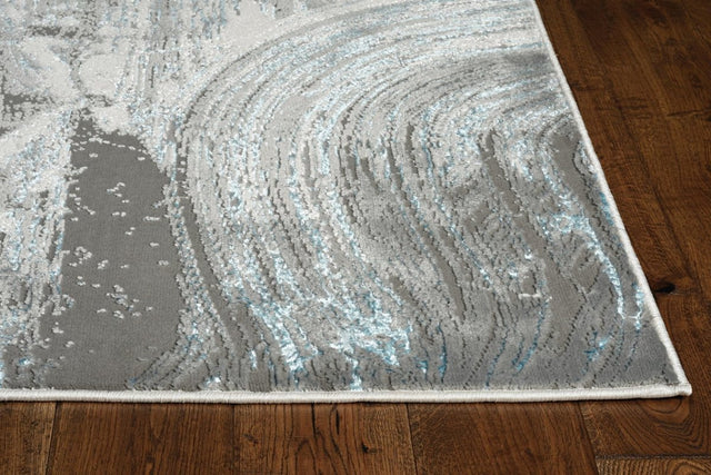 KAS Luna 7130 Stroked Silver/Blue Rugs.