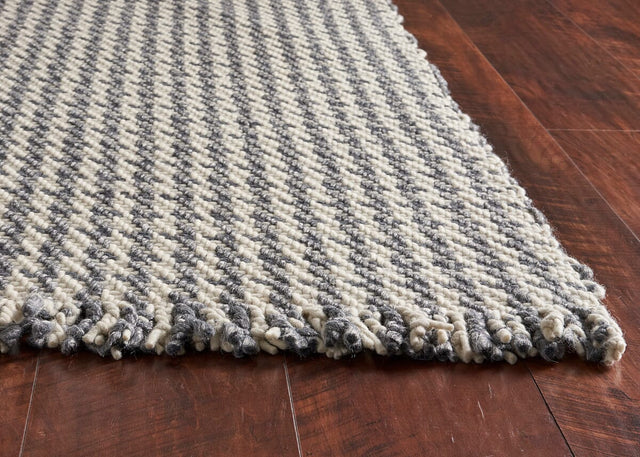 KAS Maui 1342 Houndstooth Ivory / Grey Rugs - KAS - mau134233x53