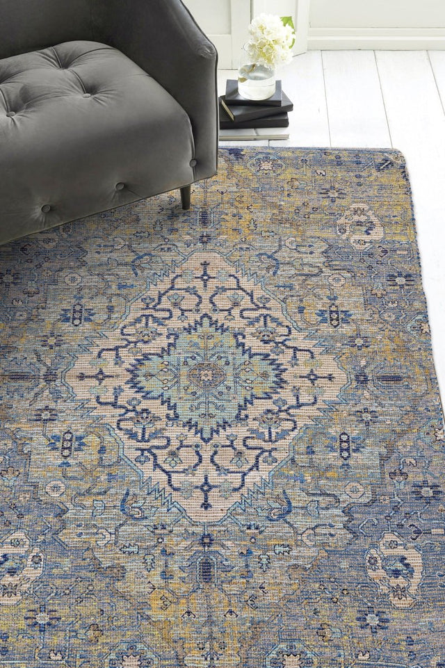 KAS Morris 2232 Gramercy Blue/Yellow Rugs.