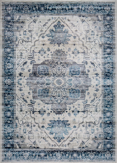 KAS Roxy 2821 Tabriz Ivory/Blue Rug.