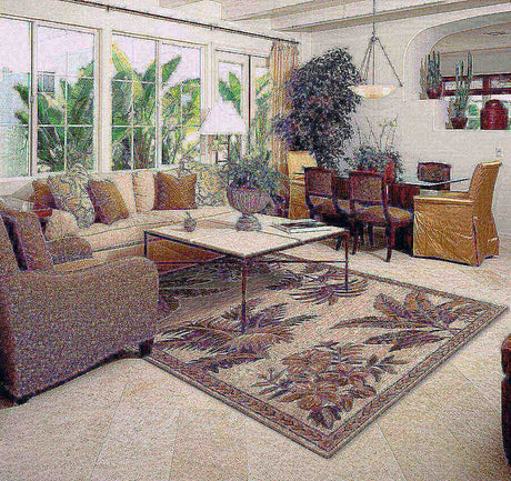 KAS Sparta 3133 tropical oasis Ivory Rugs.