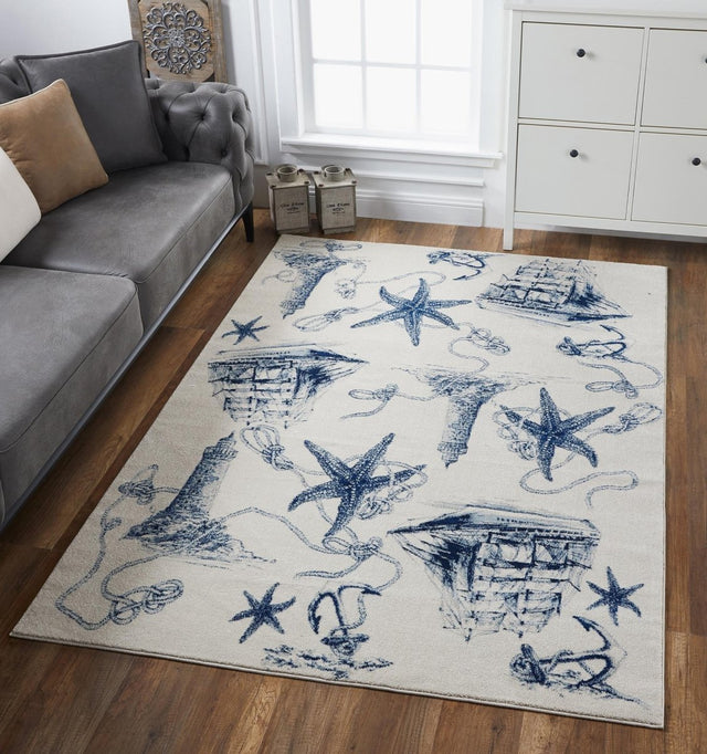 KAS Stella 6269 Coast Ivory/Navy Rugs.