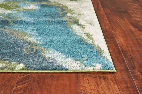 KAS Watercolors 6234 Abstract Teal Rugs.