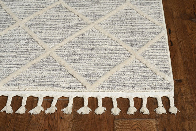 KAS Willow 1102 Honeycomb Ivory Grey Rugs.