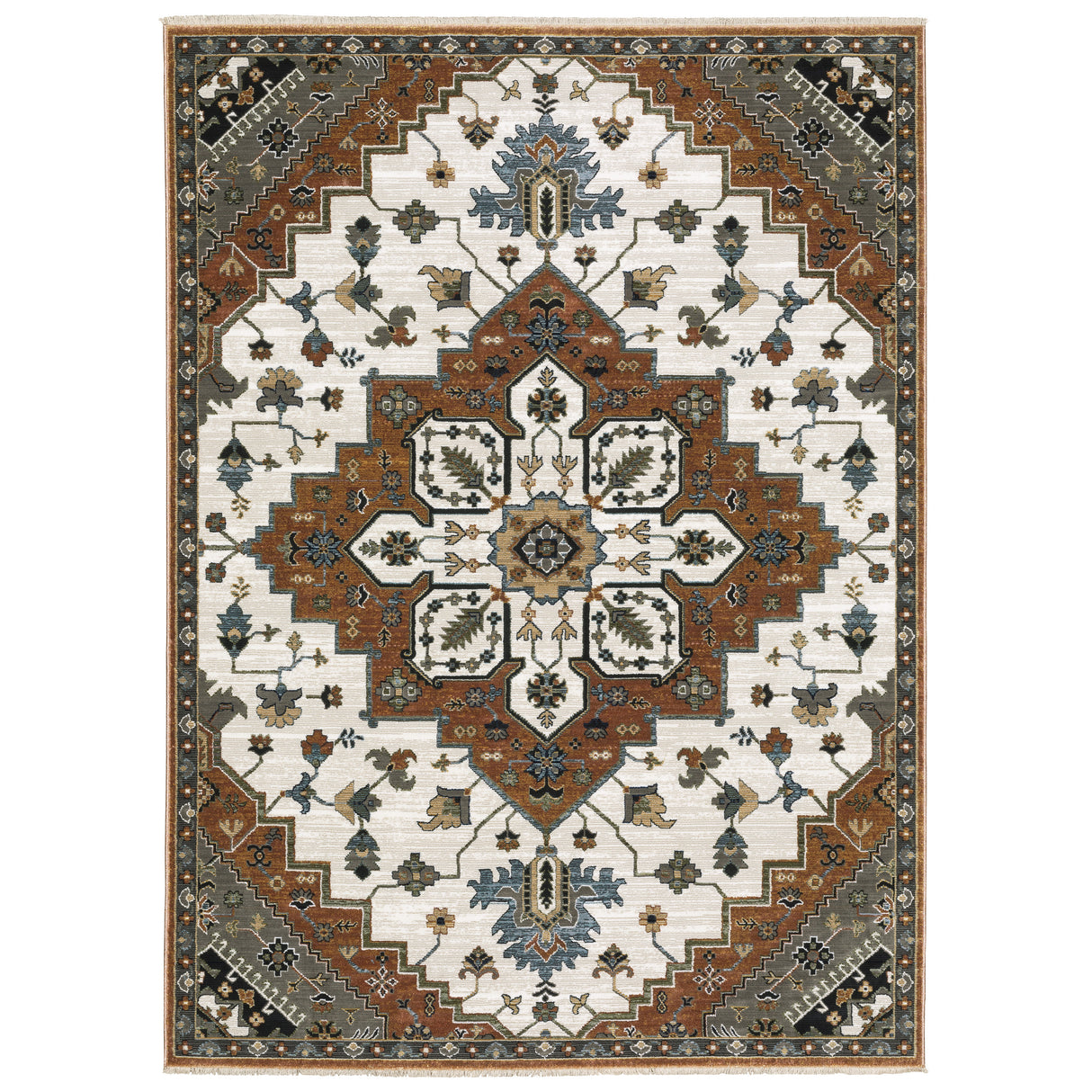 Oriental Weavers Sphinx KEIRA KEI03 Rust Medallion Rugs