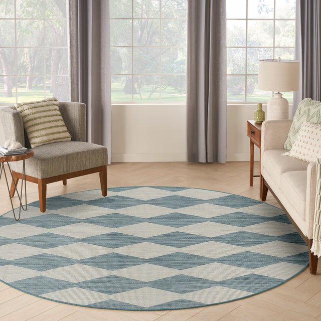 Nourison Positano POS04 Machine Made Aqua Rug