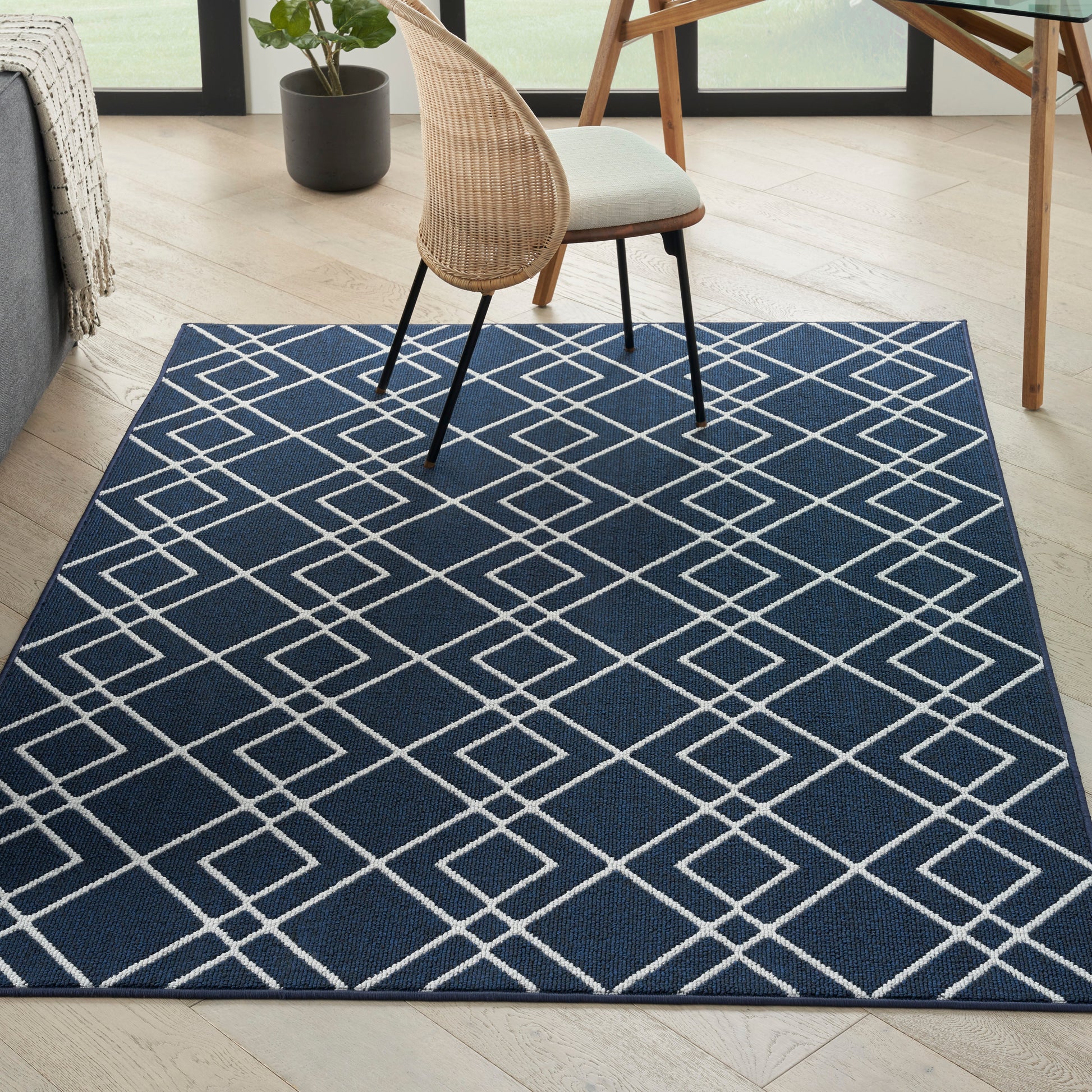 Nourison Modern Lines Mol01 Navy Area Rug