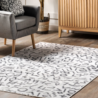 Nuloom Tania Modern Symbols Rznb08A Light Gray Area Rug