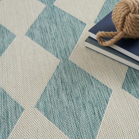 Nourison Positano POS04 Machine Made Aqua Rug