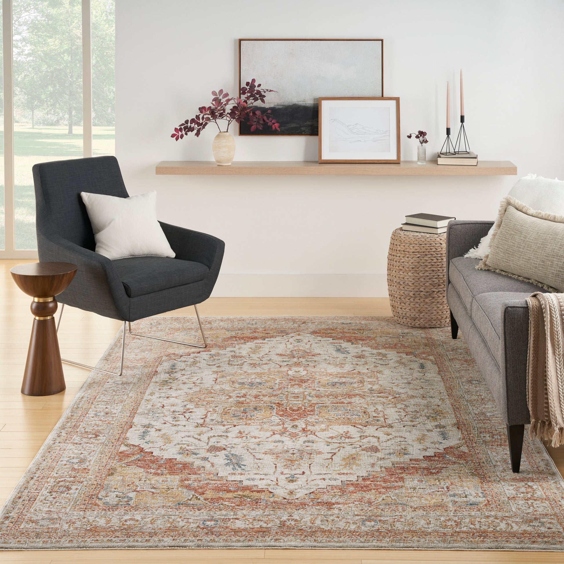 Nourison Sahar Shr06 Ivory Rust Area Rug