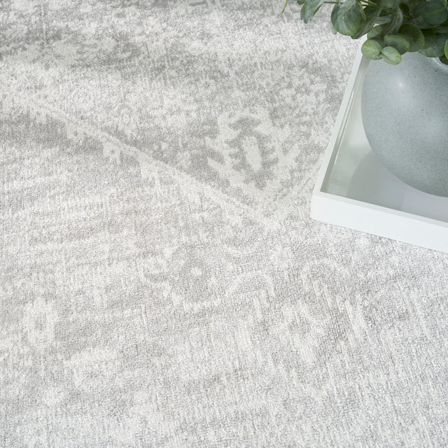 Nourison Astra Machine Washable ASW11 Machine Made Light Grey Rug