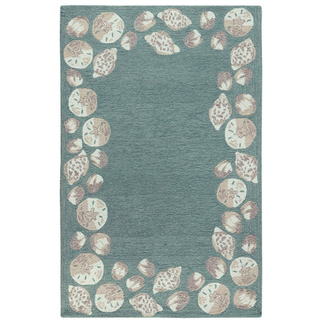 Liora Manne Capri Seashell Border 1723/04 Blue Rug.