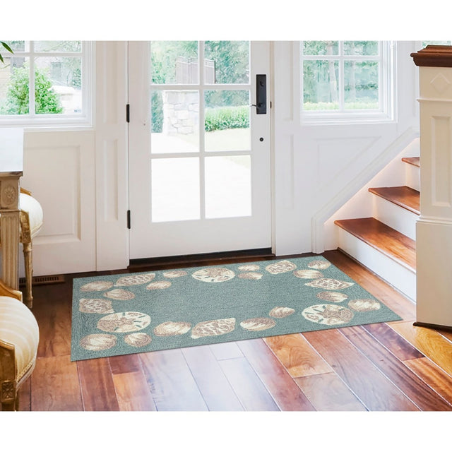 Liora Manne Capri Seashell Border 1723/04 Blue Rug.