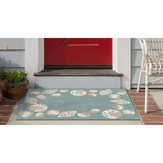 Liora Manne Capri Seashell Border 1723/04 Blue Rug.