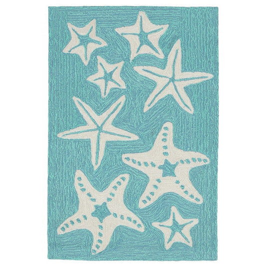 Liora Manne Capri Starfish 1667/04 Blue, Ivory Rugs - Liora Manne - cap12166704