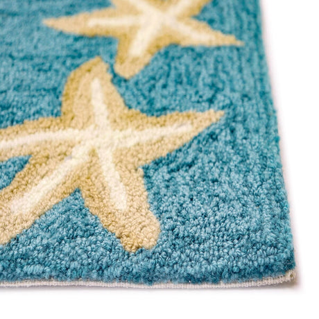 Liora Manne Capri Starfish Border 1710/04 Aqua Rugs.