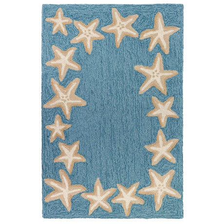 Liora Manne Capri Starfish Border 1710/04 Aqua Rugs.