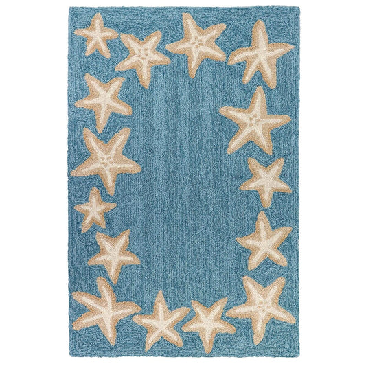 Liora Manne Capri Starfish Border 1710/04 Aqua Rugs - Liora Manne - cap23171004