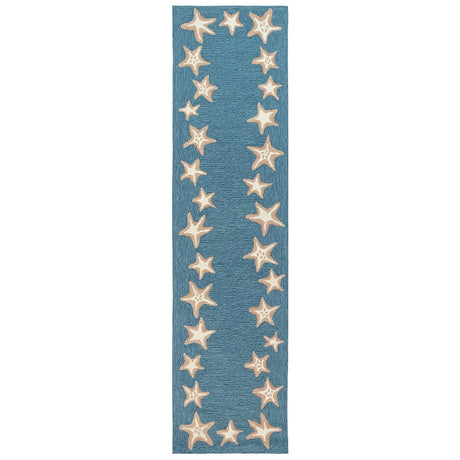 Liora Manne Capri Starfish Border 1710/04 Aqua Rugs.