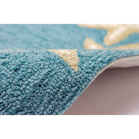 Liora Manne Capri Starfish Border 1710/04 Aqua Rugs.