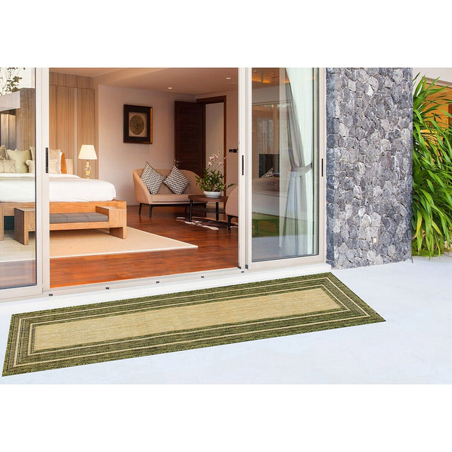 Liora Manne Carmel Multi Border 8425/06 Green Rugs.