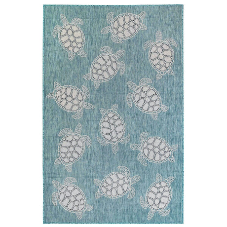 Liora Manne Carmel Seaturtles 8413/04 Aqua Rugs.