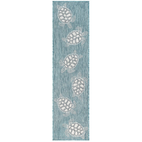 Liora Manne Carmel Seaturtles 8413/04 Aqua Rugs.