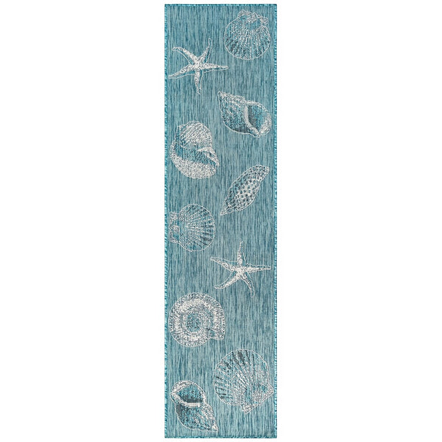 Liora Manne Carmel Shells 8414/04 Aqua Rugs.