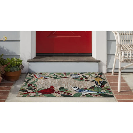 Liora Manne Frontporch Bird Border 4500/12 Natural Rug.