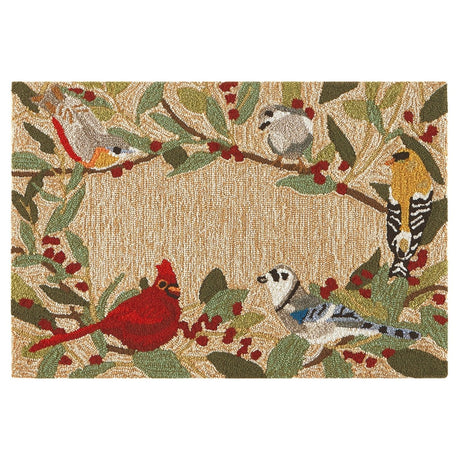 Liora Manne Frontporch Bird Border 4500/12 Natural Rug.