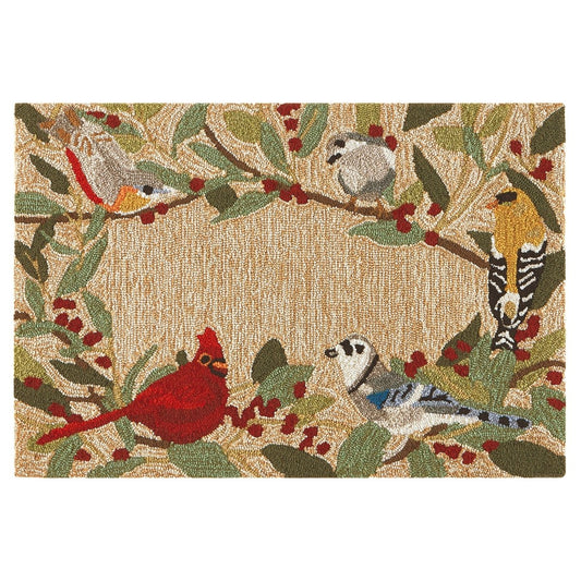 Liora Manne Frontporch Bird Border 4500/12 Natural Rug - Liora Manne - ftp12450012