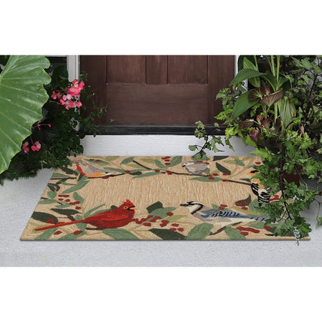 Liora Manne Frontporch Bird Border 4500/12 Natural Rug.