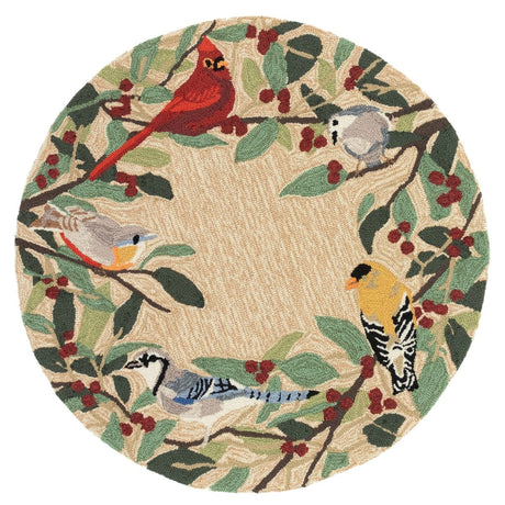 Liora Manne Frontporch Bird Border 4500/12 Natural Rug.