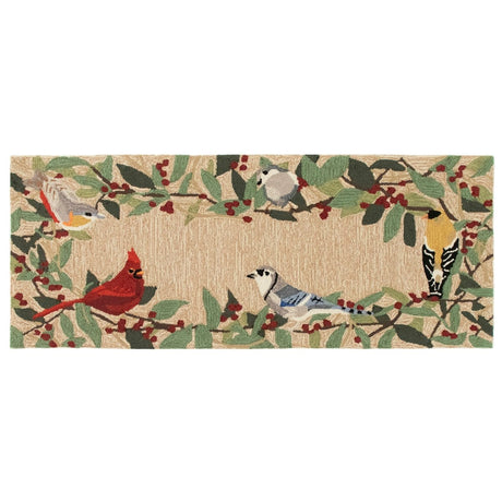 Liora Manne Frontporch Bird Border 4500/12 Natural Rug.