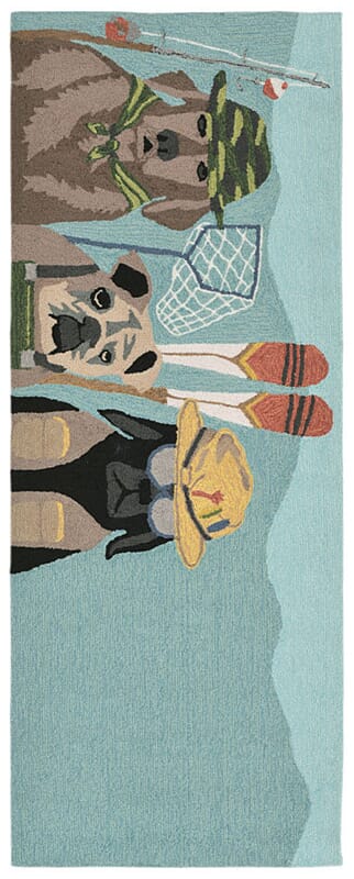 Liora Manne Frontporch Fishing Patrol 1591/44 Dark Mult Rugs.