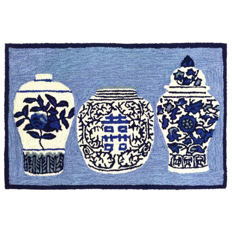 Liora Manne Frontporch Ginger Jars 2410/03 Blue Rug.