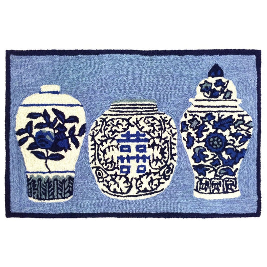 Liora Manne Frontporch Ginger Jars 2410/03 Blue Rug - Liora Manne - ftp12241003